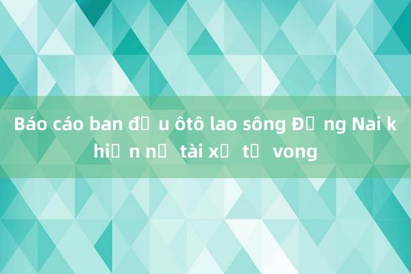 Báo cáo ban đầu ôtô lao sông Đồng Nai khiến nữ tài xế tử vong